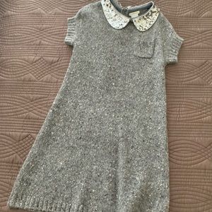 Girls knit dress w/ sequin collar J Crew crewcuts
